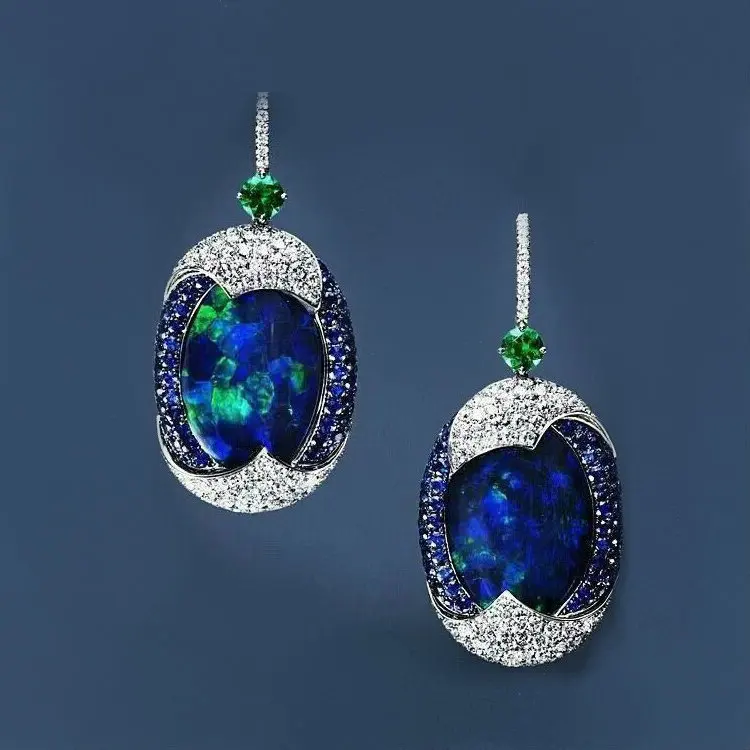 

Exquisite Dangle Hook Ear Women's Opal Silver Drop 925 Earrings Blue 2019 Fashion vintage popular