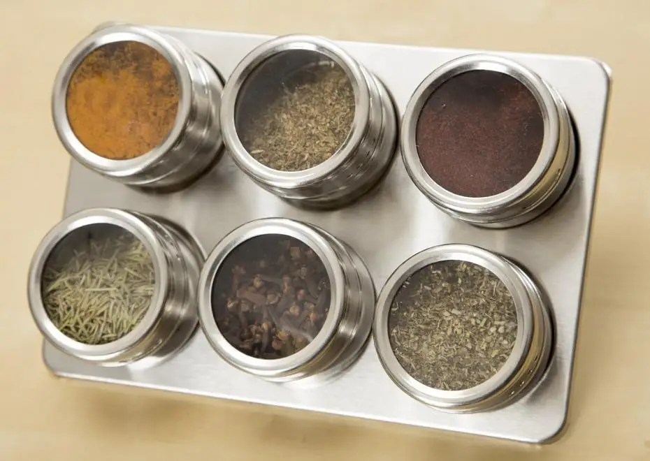 

Seasoning Tools 6 Pieces Magnetic Spice Set / Stainless Steel Salt Pepper Shaker /