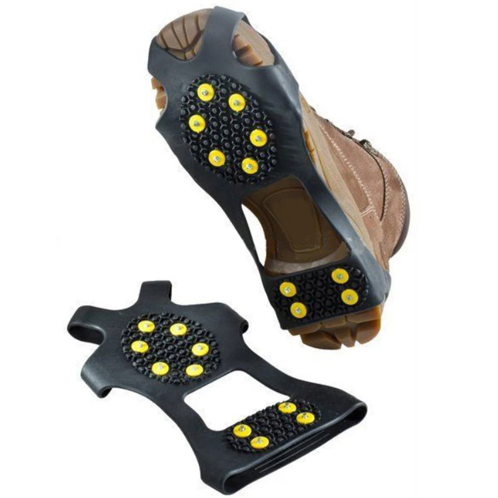 1Pair 10 Studs Anti Skid Snow Ice Climbing Shoe Spikes Grips Crampons
