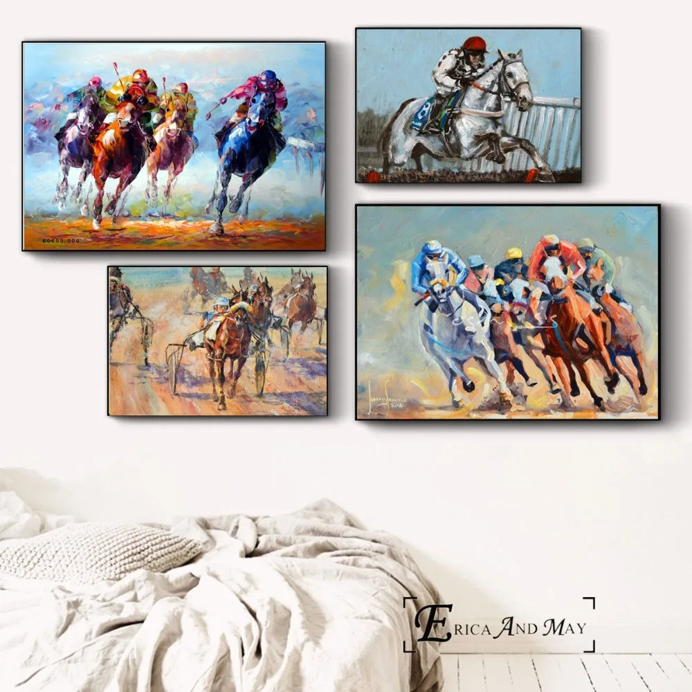 Horse Racing Classic Canvas Painting Posters And Prints For Living Room No Framed Wall Art