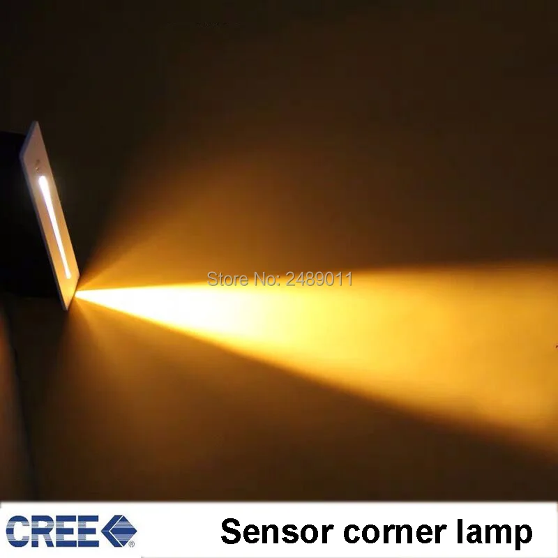 

Cree led sensor Stair Light Rectangle AC100-240V PIR led wall Sconce lighting Stairs Step stairway Hallway staircase lamp