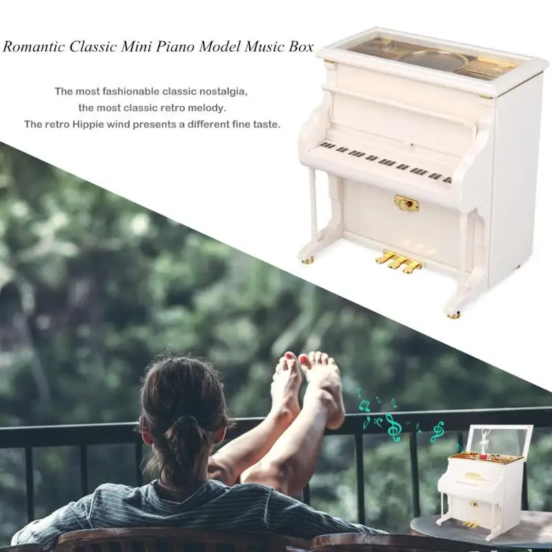 

Romantic Classic Mini Piano Model Music Box Musical Case Wedding Gift Home Decor Birthday Christmas Gift