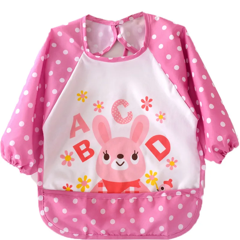 Baby Waterproof Bibs Bandana Children Apron Long Sleeve Feeding Smock Bibs Kids Eating Breastplate Kid Baby Cloth Drawing Stuff