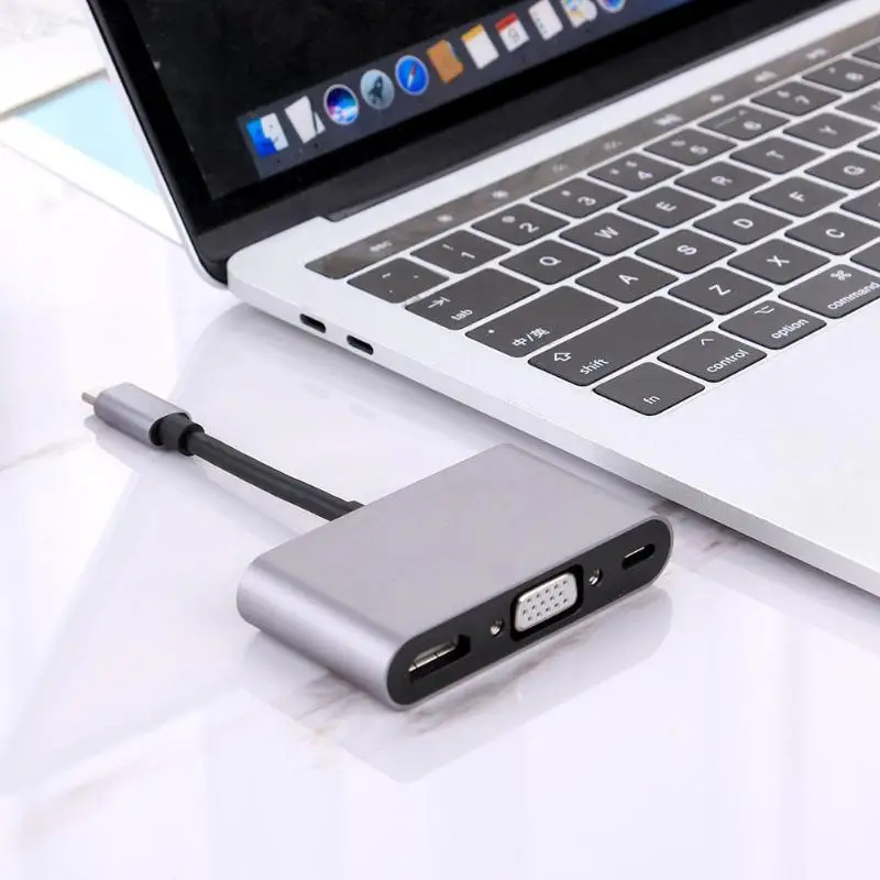 5 в 1 USB3.1 концентратор Тип с разъемами типа C и 4 K HDMI+ VGA+ аудио+ USB3.0+ PD USB3.1 конвертер адаптер кабель компьютерной периферии, а также для игр