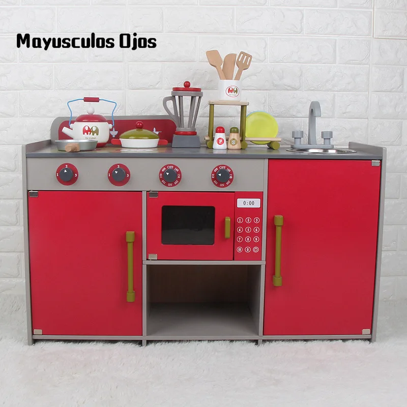 

Wooden Play House Luxury Kitchen Toys Men And Women Baby Cut To See Cooking Rice Gas Stove Simulation Toy