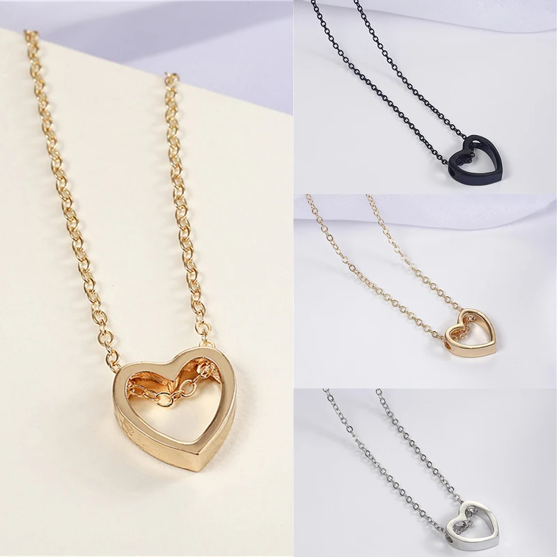 

Fashion 1PC Hollow Out Heart Design Necklace For Women Wedding Simple Jewelry Gift Necklace