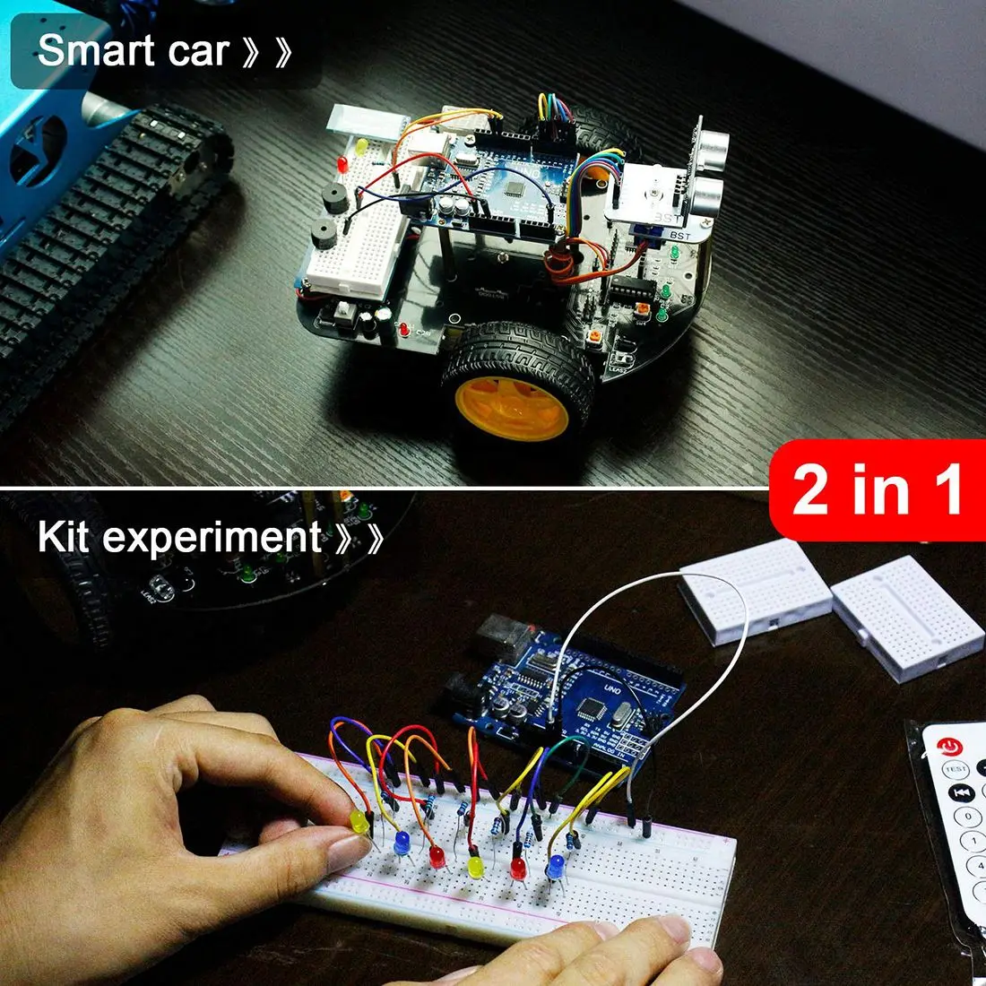  2-in-1 Super Starter Smart Intelligent Robot Car with Tutorial Programmable Stem Toys for Arduino w - 32968572513