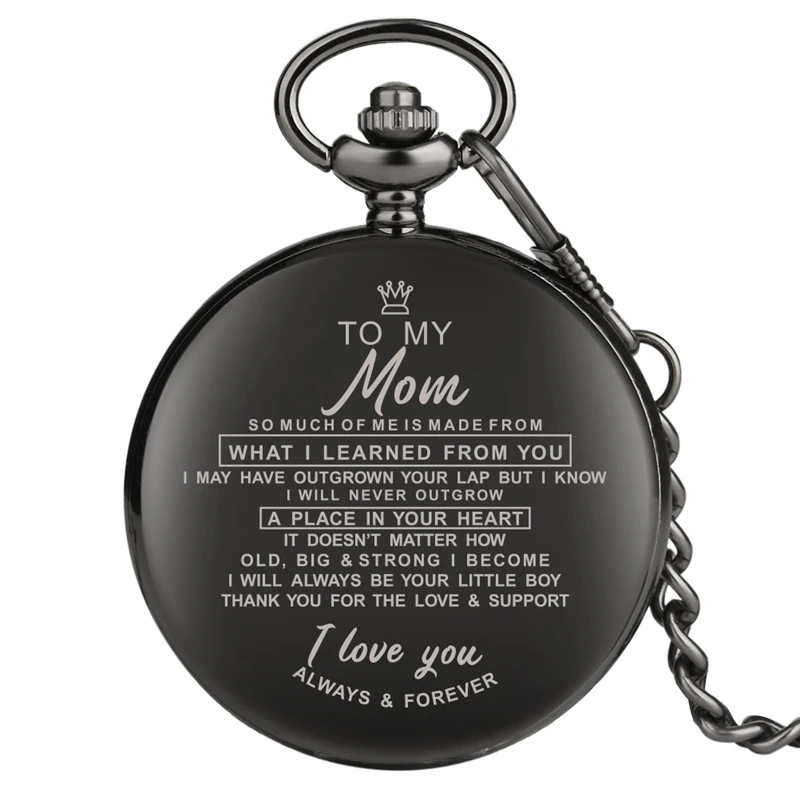 

Engraved Greeting Words I LOVE YOU Quartz Pocket Watch Chain Clock Gift Souvenir Birthday Family Gifts for Dad Mom Son Daughter