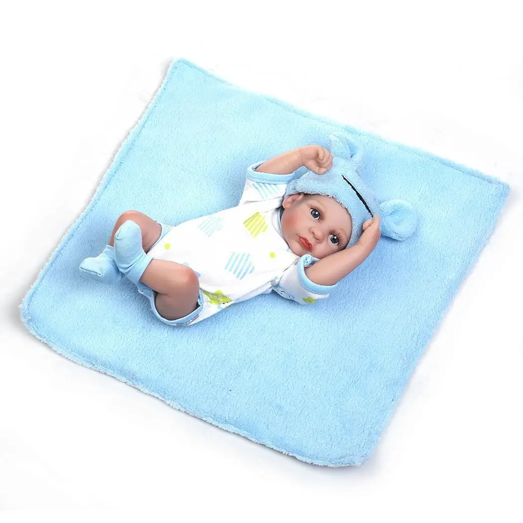

Fashion Girls Boys Reborn Newborn Full Body Silicone Baby Doll Pink for Girl, Blue for Toy With and Clothes