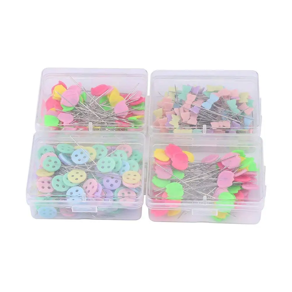 

Pack of 300 Pcs Head Pins Flower or Bear Flat Button Head Pins DIY Quilting Tool Sewing Accessories