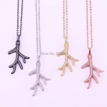 

10Pcs New Fashion Mix Color Micro Pave CZ Charm Branch Pendant Handmade Necklace For Women Jewelry