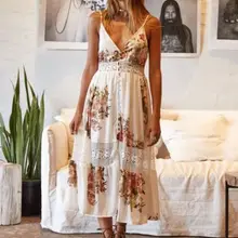 Новое летнее женское Цветочное платье, платья Frauen Boho casual lange Maxi Abend вечерние коктейльные Strandkleid Sommerkleid