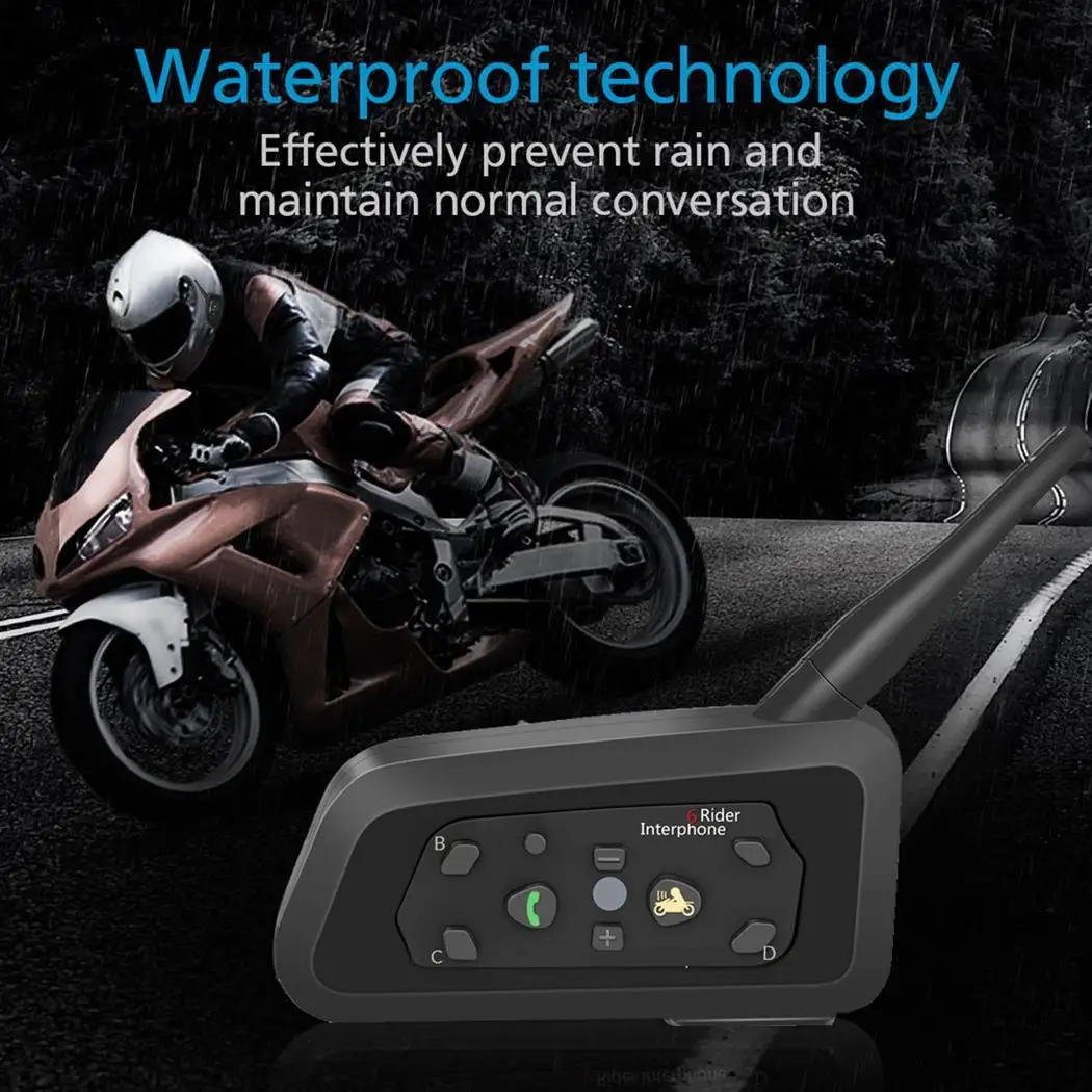 

2PCS Motorcycle Bluetooth Helmet Headsets Intercom for 6 riders BT Wireless intercomunicador Interphone MP3 Stereo Moto Intercom