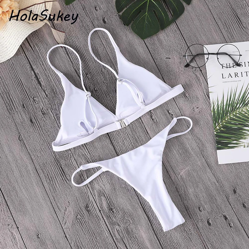 HolaSukey 2019 пикантные трусики бикини сплошной Комплект Новый купальники для женщин