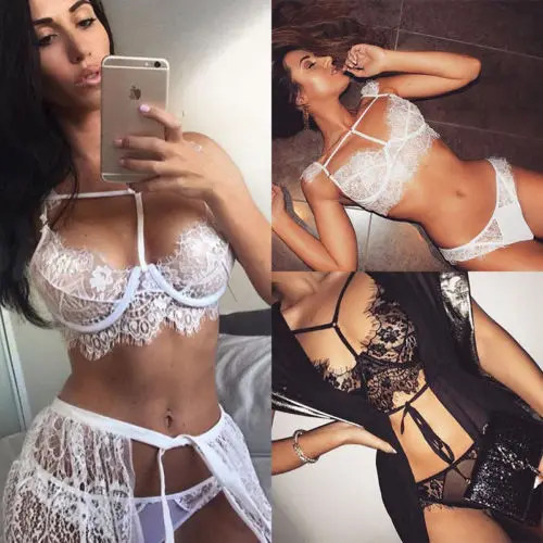 Новинка-сексуальное женское белье-пижамы-кружева-Женские-комплект с бюстгальтером трусы-Ночная сорочка