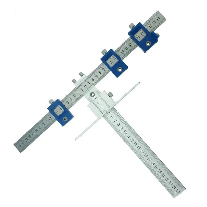 

1PC Multi-function Hole Punch Locator Drill Guide Woodworking Drilling Ruler Dowelling Hole Saw Adjustable