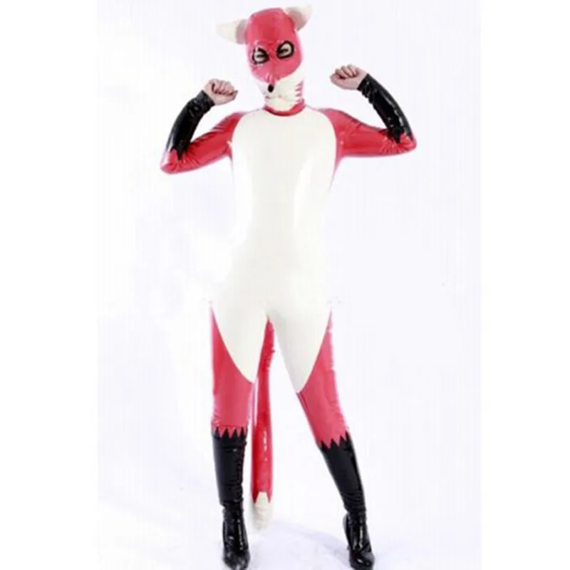 

Latex Rubber Cute and Stylish Cartoon Fox Double Layer Suit Size XXS-XXL