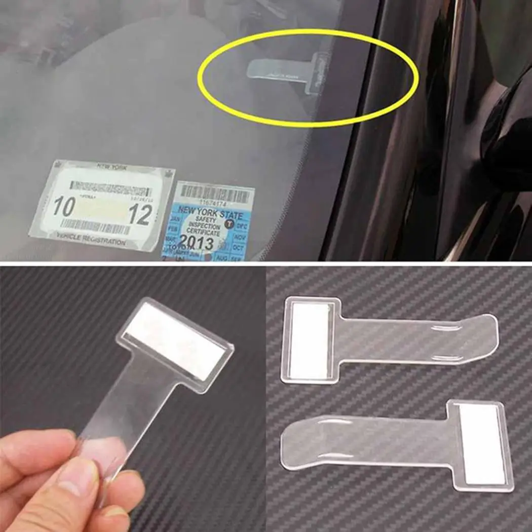 

Sailnovo 4pcs/Set Car Ticket Folder Mini T-shape Transparent Environmentally Auto Ticket Folder Car Styling for Car Office Home