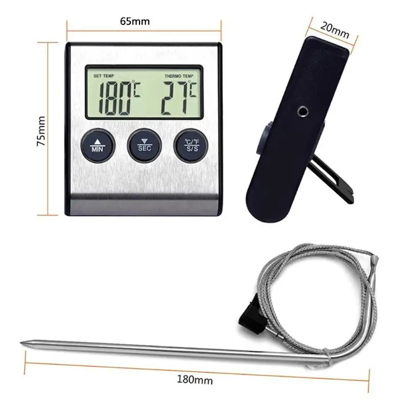 1 pcs Digital Probe Thermometer Kitchen Food BBQ Cooking Meat With Timer Oven Tools Gadget | Дом и сад