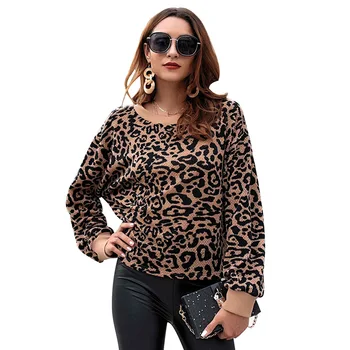 

Autumn And Winter New Product Knitting Loose Leopard Printing Sweater Women