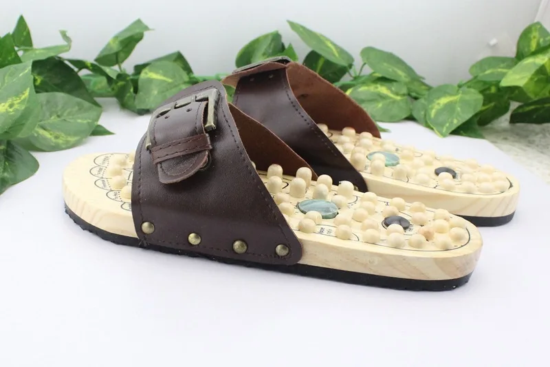 Health care Wooden base acupunture foot massage slippers natural stone acupoint massage slippers Health care Wooden base acupunture foot massage slippers natural stone acupoint massage slippers