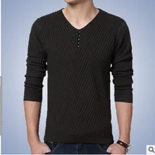 Зимний мужской свитер теплый кашемировый Однотонный пуловер с v-образным вырезом мужской повседневный длинный рукав тонкий вязаный шерстяной мужской s свитер Pull Homme
