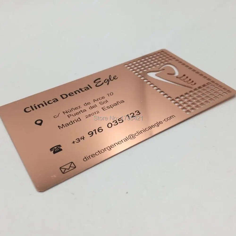 (100 шт./лот) заводская цена единицы 0,5 мм толщина Роза золотая металлическая карточка печати