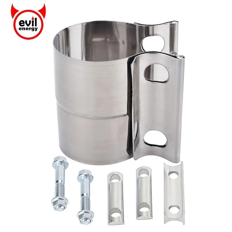 

evil energy Silver 2.0" 2.25" 2.5" 3.0" 4.0" High Strength Reducing Pipe Butt Joint Stainless Steel Exhaust Clamp Kit Universal