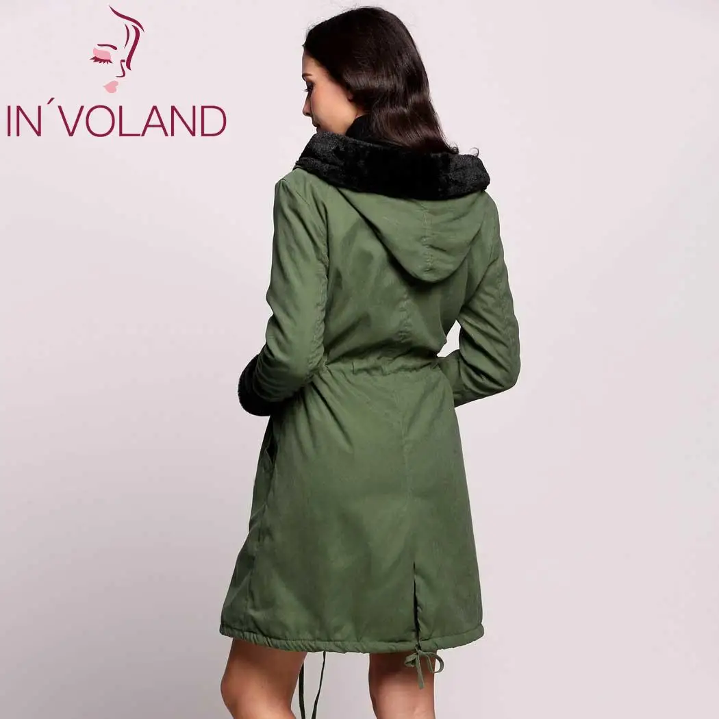 Veste Manteau Manches Fausse Poches Glissière À army Longue Nouveau Occasionnel Outwear Fourrure khaki Green Blue Femmes Mode navy Capuchon En Solide Avant Parka Black 4CnTxwAPTq