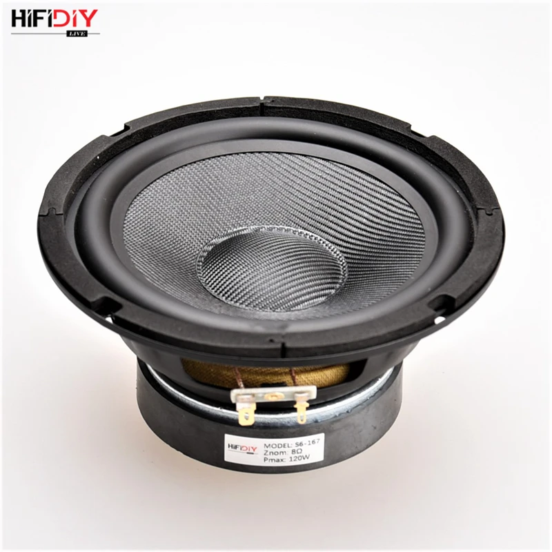 HIFIDIY LIVE HIFI колонки DIY 6 дюймов 6,5 "Midbass Динамик для автомобиля 8 Ом 120 Вт стекло волокно Вибрационный бассейна громкий динамик S6-167