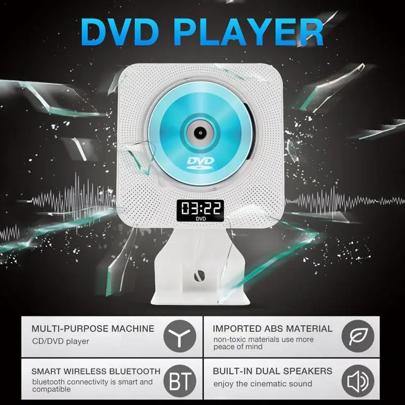 

DVD Player Wall-mounted CD Player LED Display Multi-function HDMI 1080P Compatible Bluetooth USB Remote Control With Dust Cover
