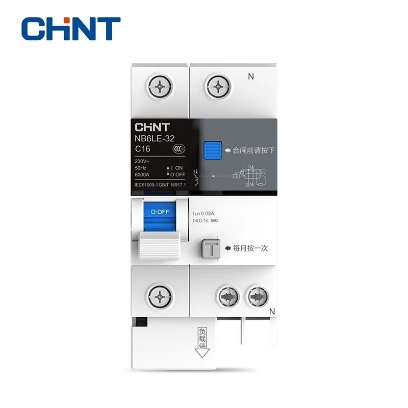 

CHINT Earth Leakage Miniature Circuit Breaker Overload Protection NB6LE-32 1P+N Series Household Air Switch 16A 20A 25A 32A