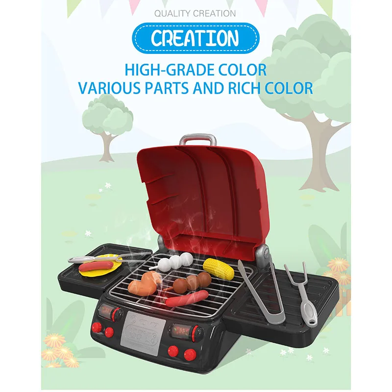 

Plastic Kitchen Pretend Play Set Grill Toy Kids Toddlers Home Children Cookware