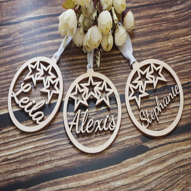 

Custom name Christmas ornament, Custom ornament, Christmas gift, Family Christmas tree decor, Wood ornament, Stars Xmas decor