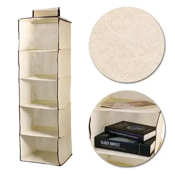 

Home Hanging Clothes Storage Box 5 Shelving Units Durable Accessory Shelves Eco-Friendly Closet Cubby Sweater Handbag Organizer