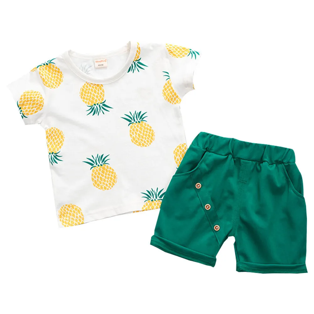 Summer  Baby Boys Girls Clothes Fashion Cotton Set Printed Fruit Sports Suit For A Boy T-Shirt + Shorts Children's  Clothing