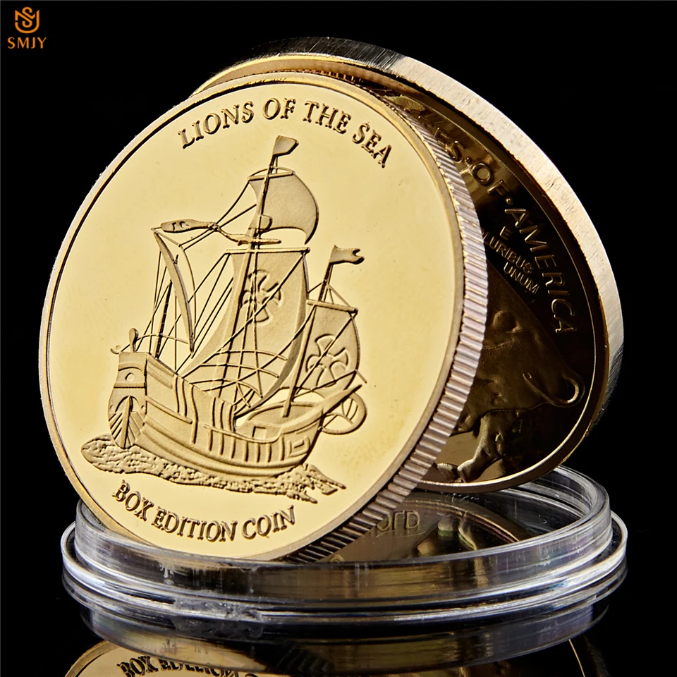 Череп Corsair Lion of The Sea Gold Running Wild Treasure coin Challenge Box Edition коллекция монет