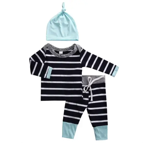 

3pcs Baby Boys Girls Kids Clothes Set Newborn Infant Tops T-Shirts Long Sleeve Pants Casual Hat Bodysuit Outfit Clothing Set