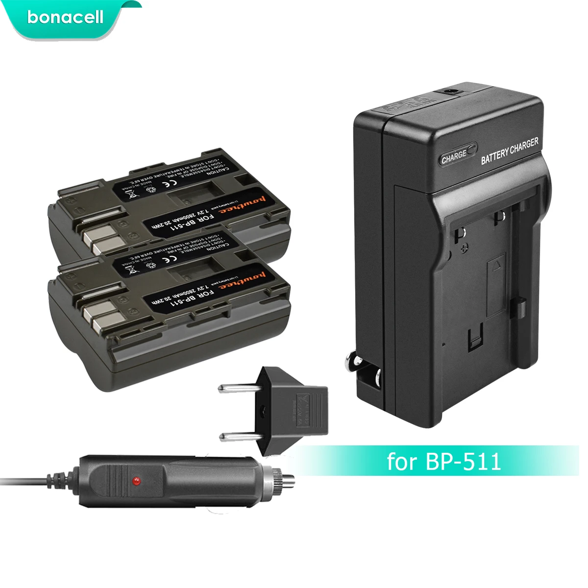 

Bonacell 7.2V 2200mAh BP-511 BP-511A BP 511A Battery+Battery Charger For Canon EOS 40D 300D 5D 20D 30D 50D 10D G6 L10
