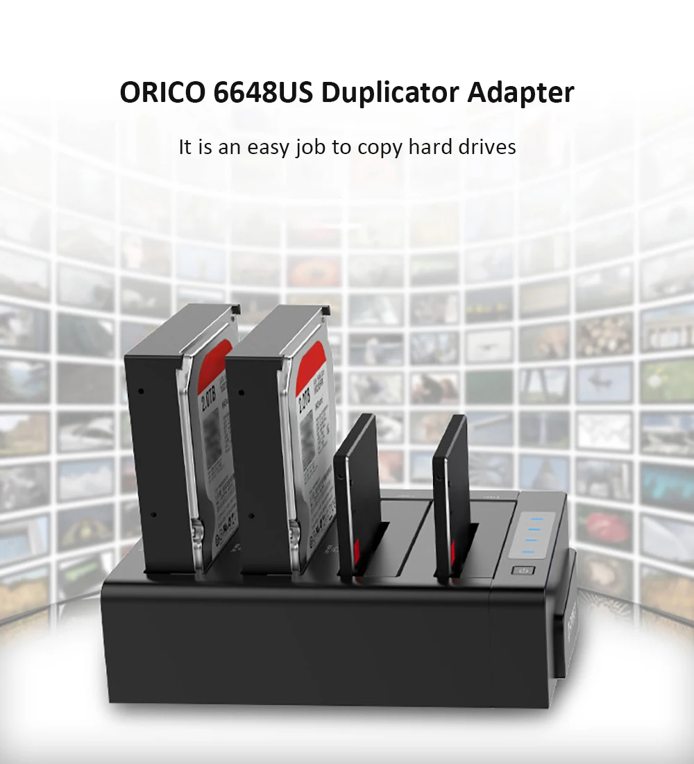 ORICO 6648US3, док-станция для жесткого диска 4-Bay USB 3,0 2,5/3,5 дюймов SATA внешний жесткий диск док-станцию жёсткого диска в автономном режиме с настраиваемым потоком воздуха, клон kayfun док-станции