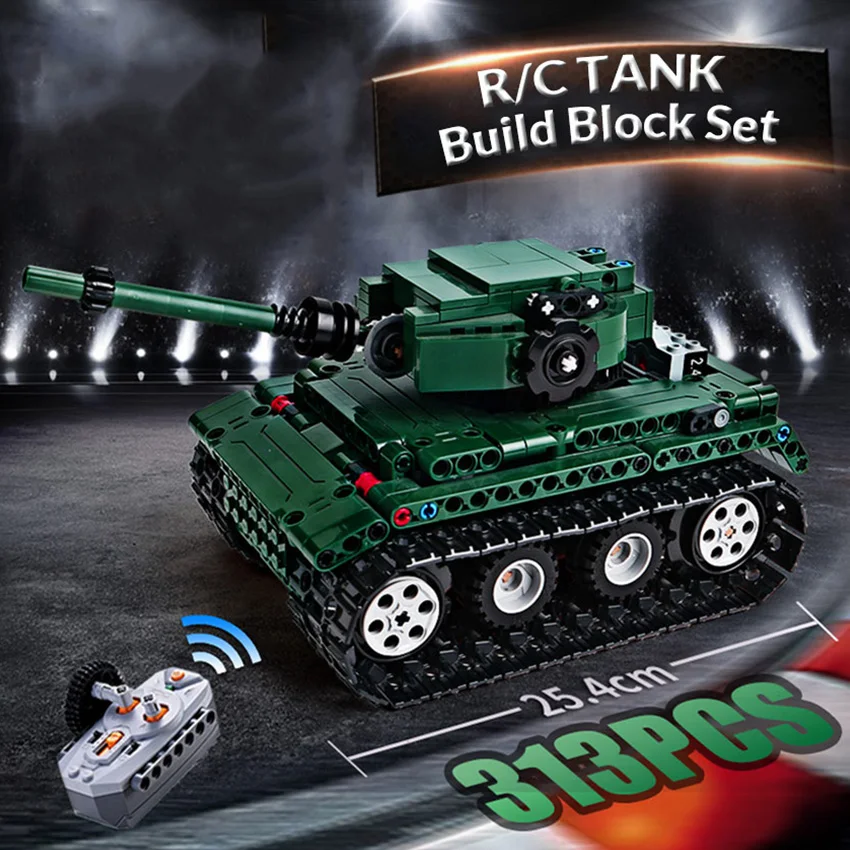 Крутой 313 шт RC Танк Строительный блок Набор с 2 моторов пульт дистанционного