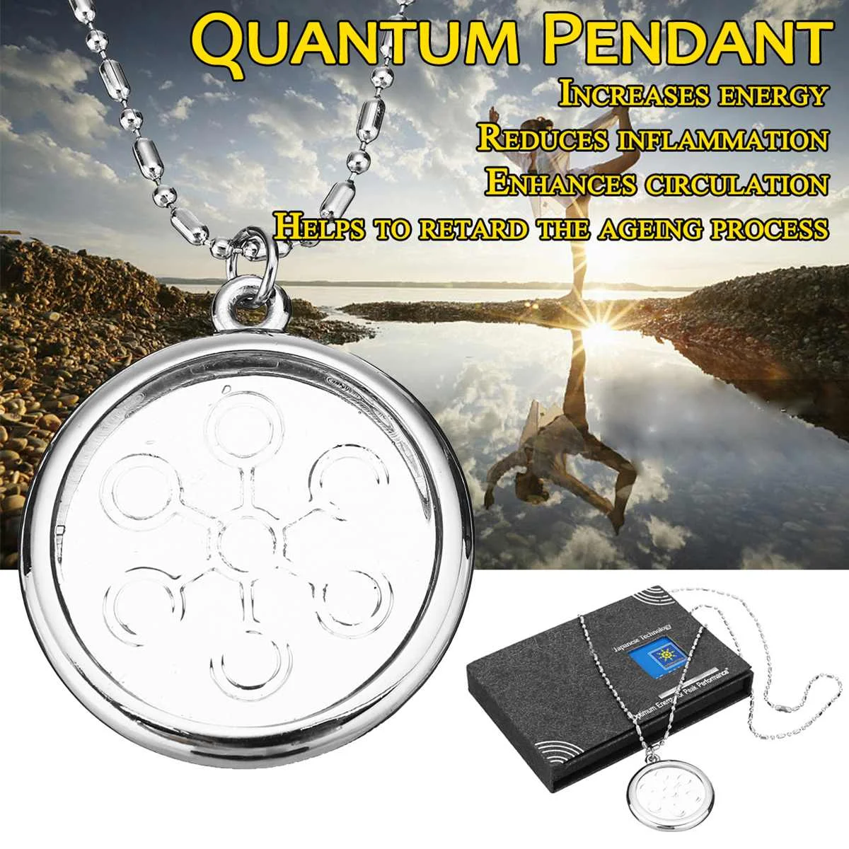 

Fashion Women Men Quantum Transparent Necklace Pendant Scalar Orgon Energy neg ions EMF Protection Lot Pendant With Box