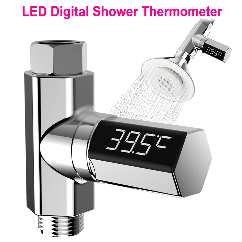 

Water Temperature Monitor Smart Meter Led Display Water Shower Thermometer Celsius LED Display Home Water Shower Thermometer New