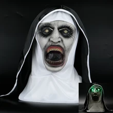 Nun ужасная маска со светодиодной подсветкой, Карнавальная маска Жуткий, пугающий Хэллоуин вечерние реквизит