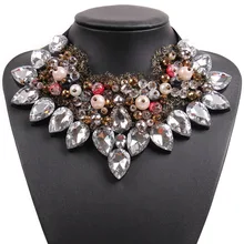 Новинка года Дизайн Мода черный Веревка Цепи Кристалл Кулон Коренастый себе колье Цепочки и ожерелья воротник для Для женщин пикантные весенние ювелирные изделия