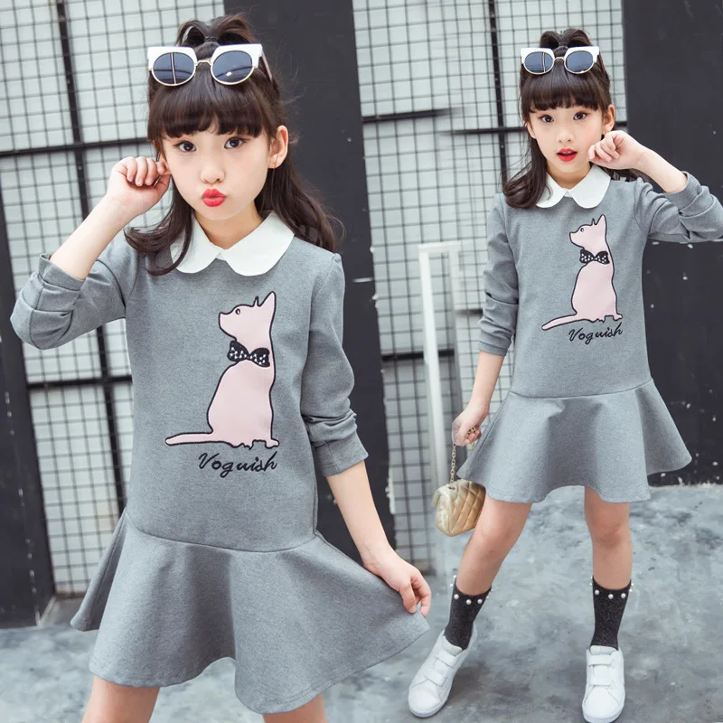 

Girls cartoon Dress 2019 spring autumn dress little girl print Clothing kids dresses size for girls 3 4 5 6 7 8 9 10 11 13 years