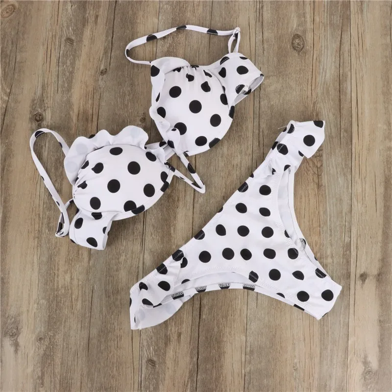 

Two Piece Dot Swimwear Women Low Waist Swimsuit Push Up Bathing Suit For Women Sexy Strapless Deep V Swimming Wear Beach Biquini