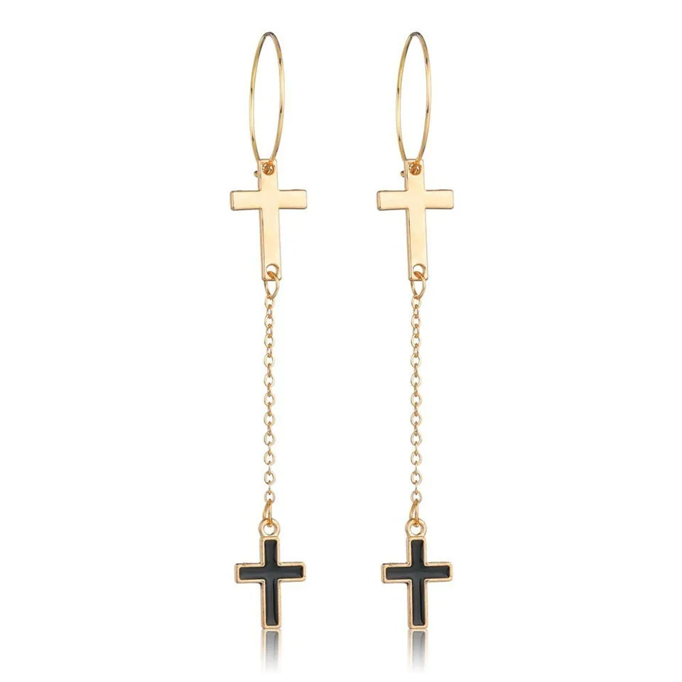 

New Classic Cross Long Dangle Drop Earrings Fashion Jewelry For Women Girls Trendy Minimalism Party Earrings