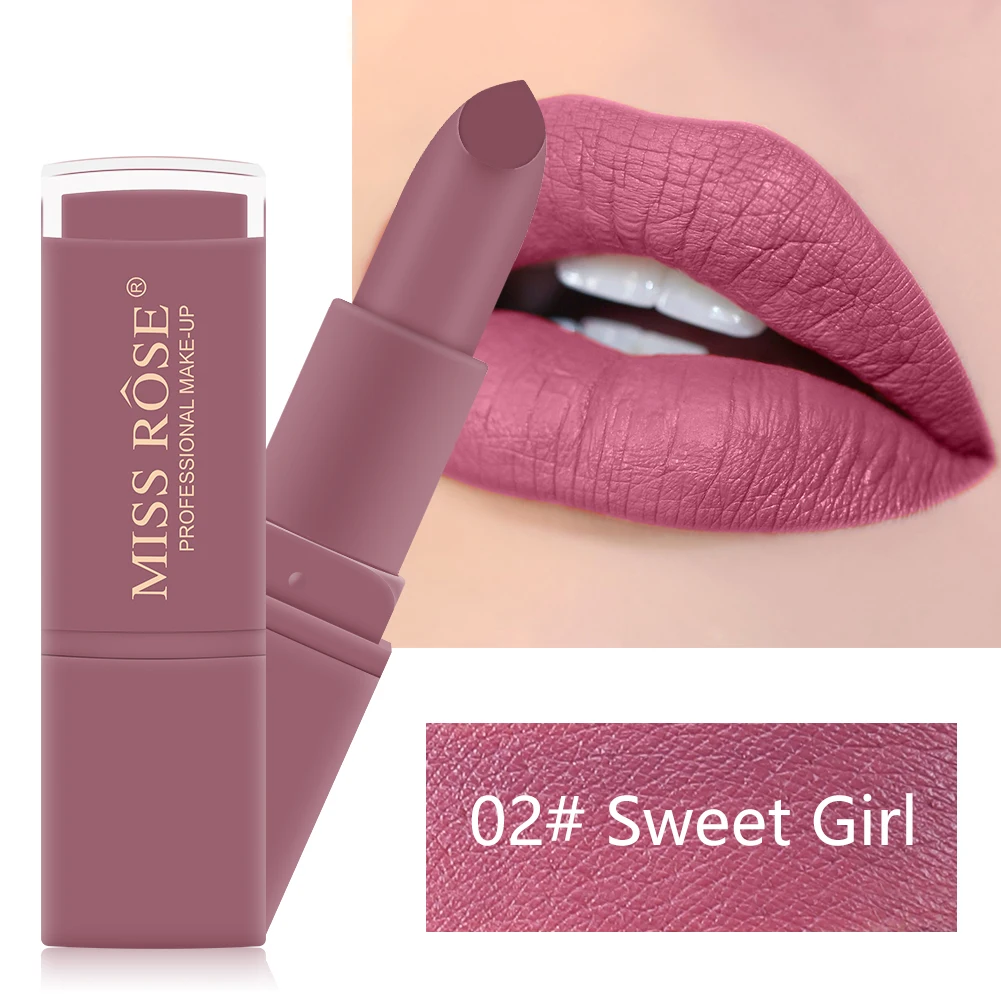 

MISS ROSE 12 Colors Matte Lipstick makeup Long Lasting Waterproof lip gloss Gifts for Women Beauty Cosmetic maquillaje TSLM1
