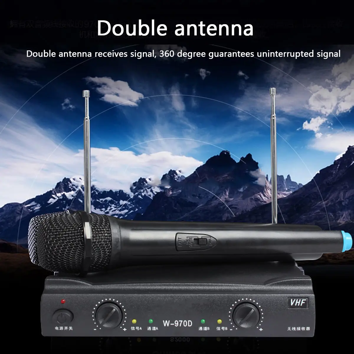 

Professional Karaoke Radio Wireless Handheld VHF Transmitter Microphone Set with 2 Mic 1 Receiver for KTV Speech Performances